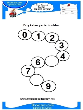 Çocuklar İçin Sayılar Çalışma Sayfaları 
